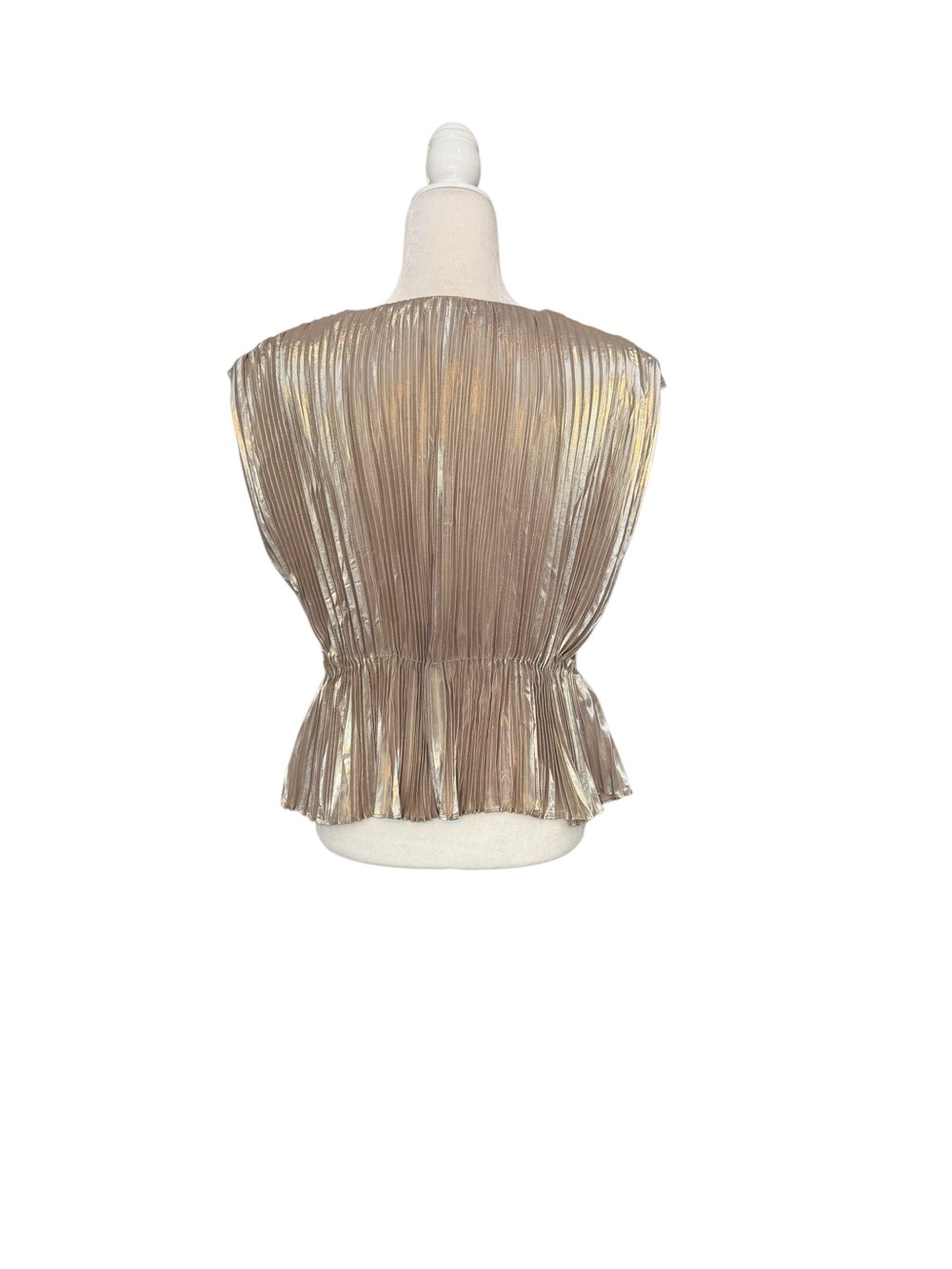 NWOT Banana Republic LENA PLEATED METALLIC TOP - Picture 7 of 10